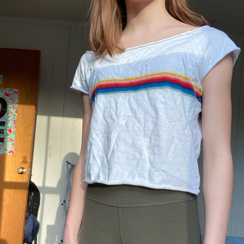 Cropped brandy Melville off the shoulder tee